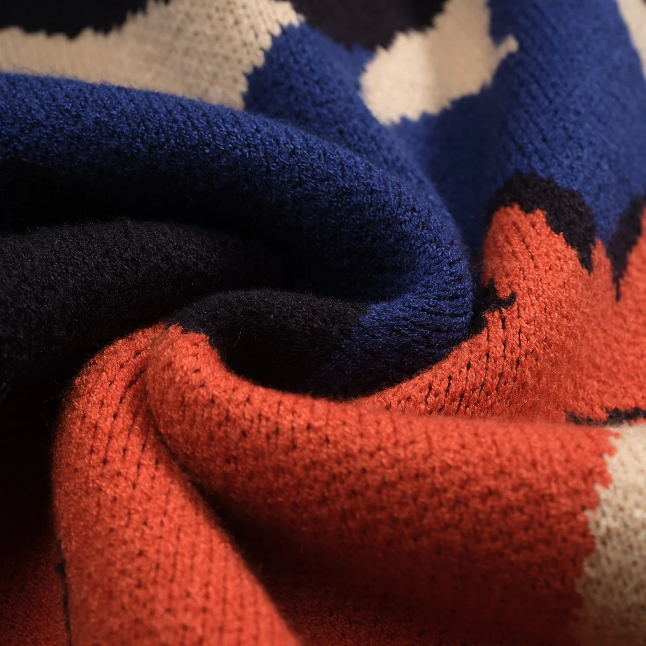 Men's dark blue fox jacquard vintage knitwear - Image 8