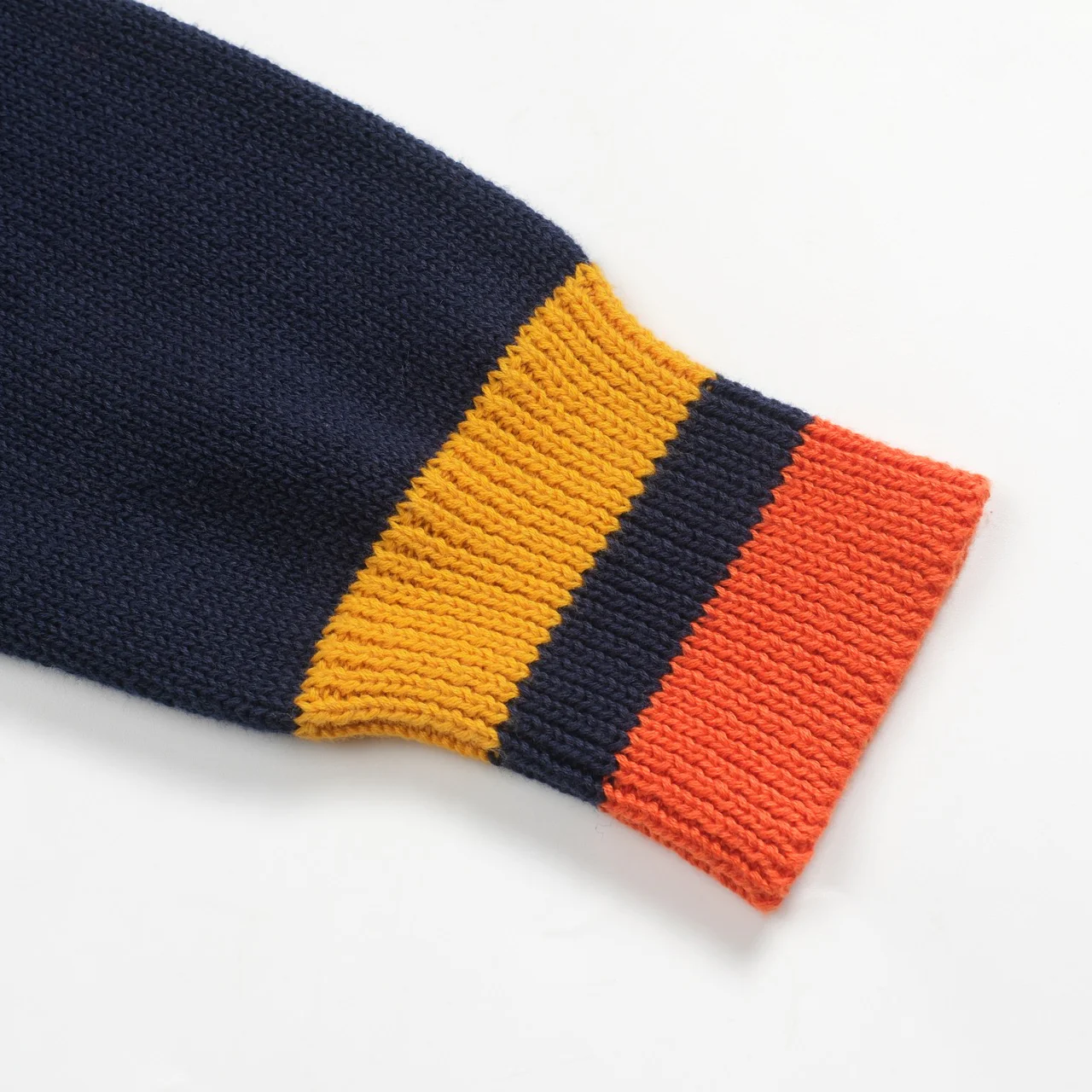 Men's dark blue retro art-striped fashionable jacquard round-neck knitwear - Image 6