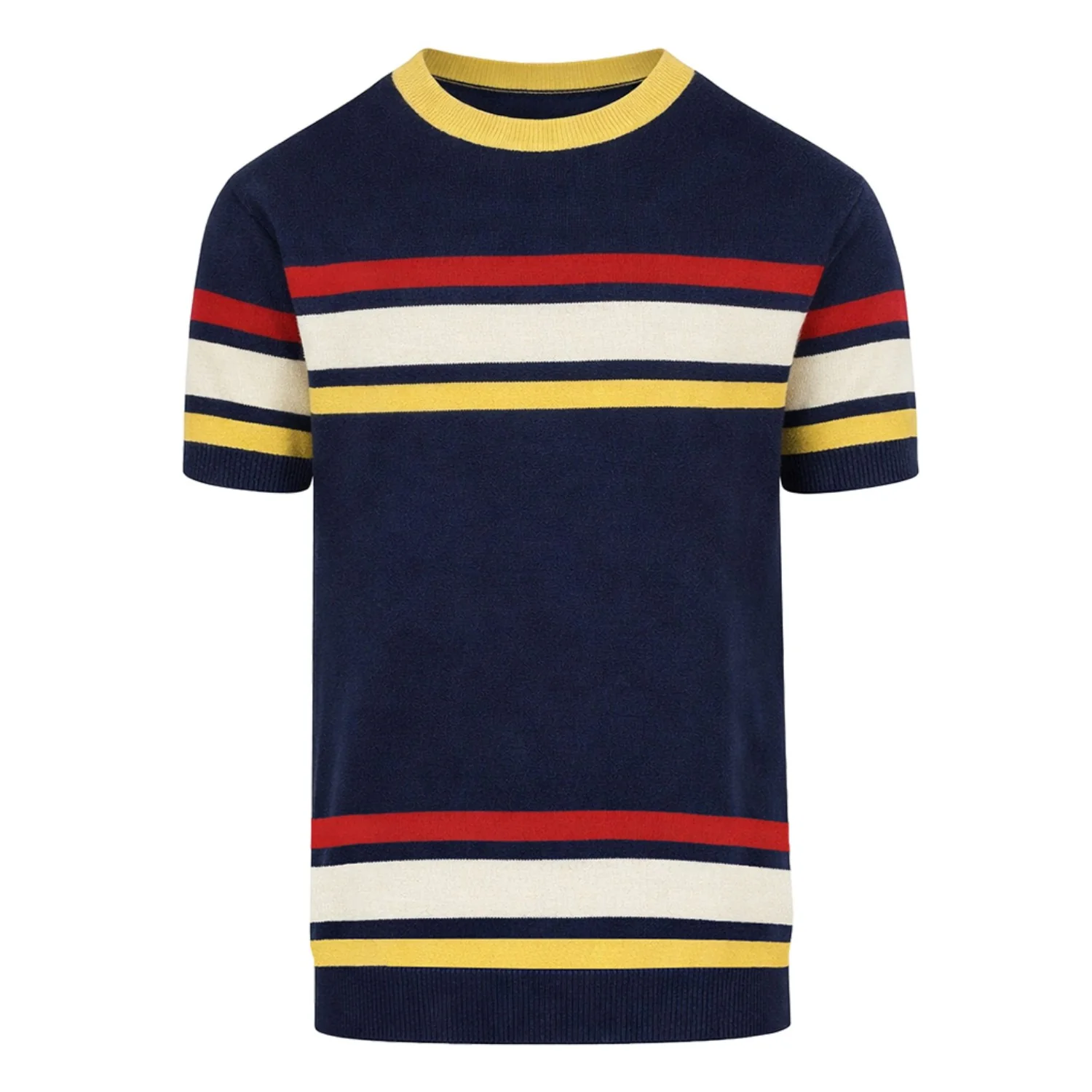 Men's dark blue striped vintage 60's knit T-shirt