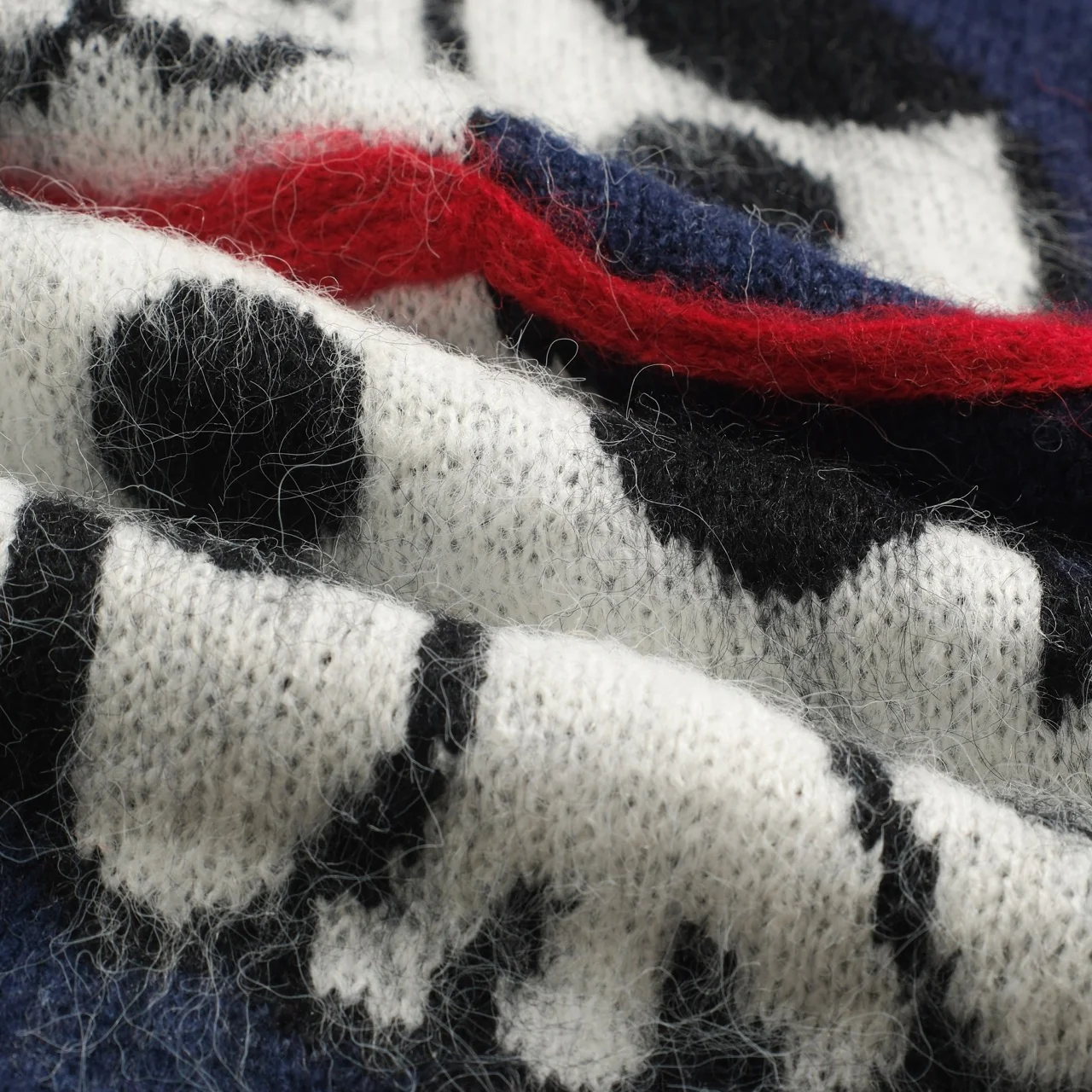 Men's dark blue vintage spotted dog jacquard wool knitwear - Image 7