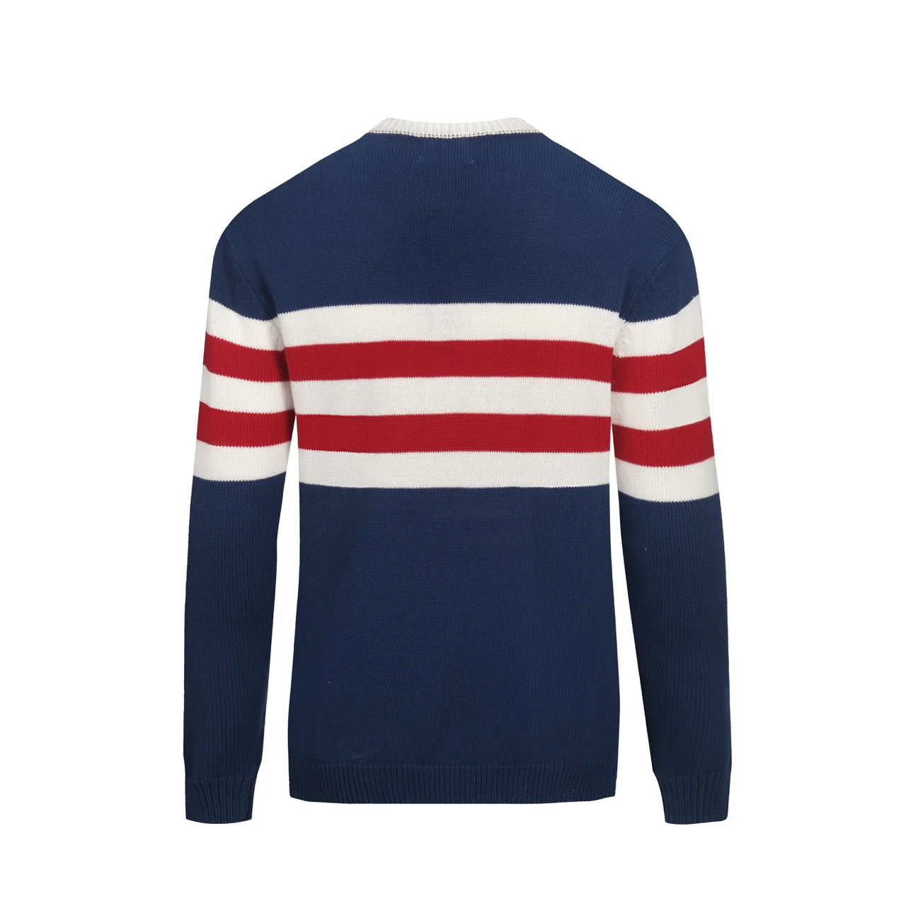 Men's dark blue vintage striped artistic fashion street jacquard knitwear - Image 3