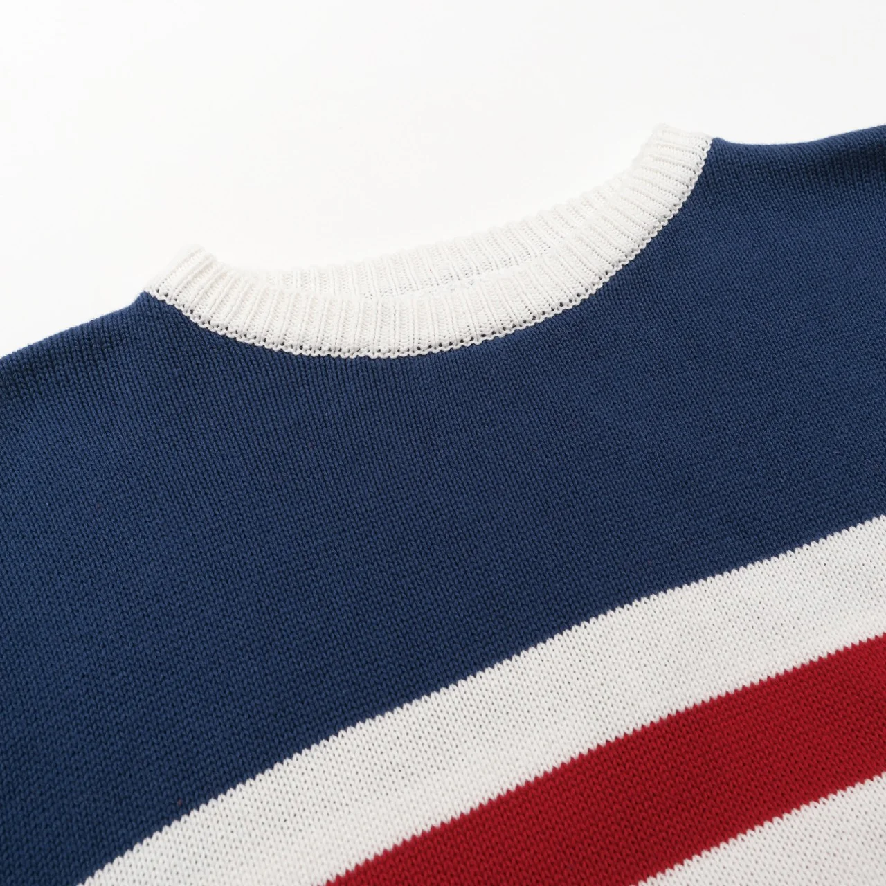 Men's dark blue vintage striped artistic fashion street jacquard knitwear - Image 4