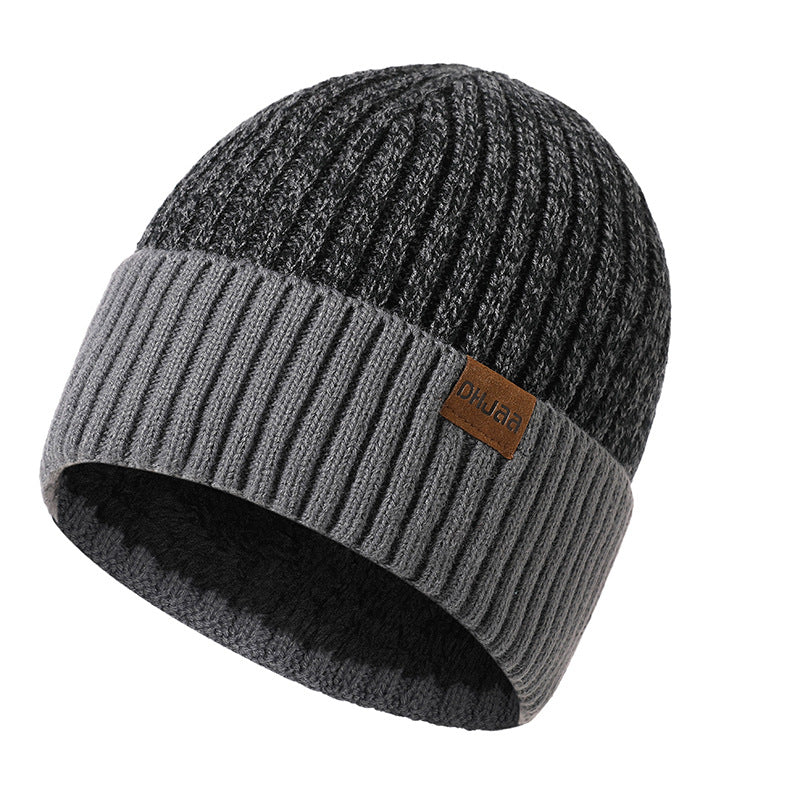 Men's Double Layer Woolen Cap Adult New plus Velvet Warm Knitted Hat - Image 3
