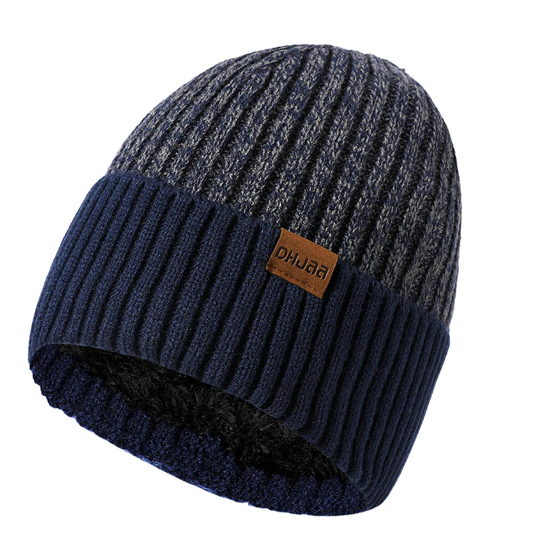 Men's Double Layer Woolen Cap Adult New plus Velvet Warm Knitted Hat - Image 8