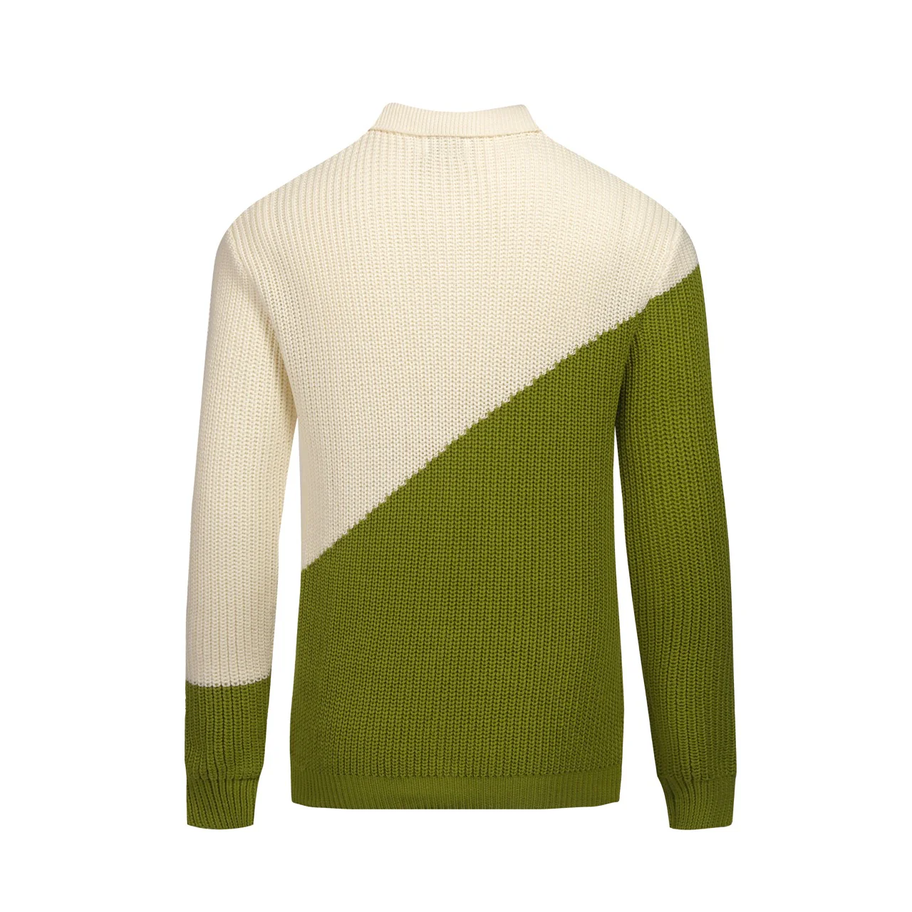 Men's green color-blocked retro V-neck polo shirt - Image 3
