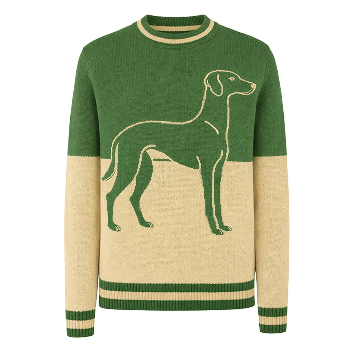 Men's green Dog classic vintage jacquard knitwear