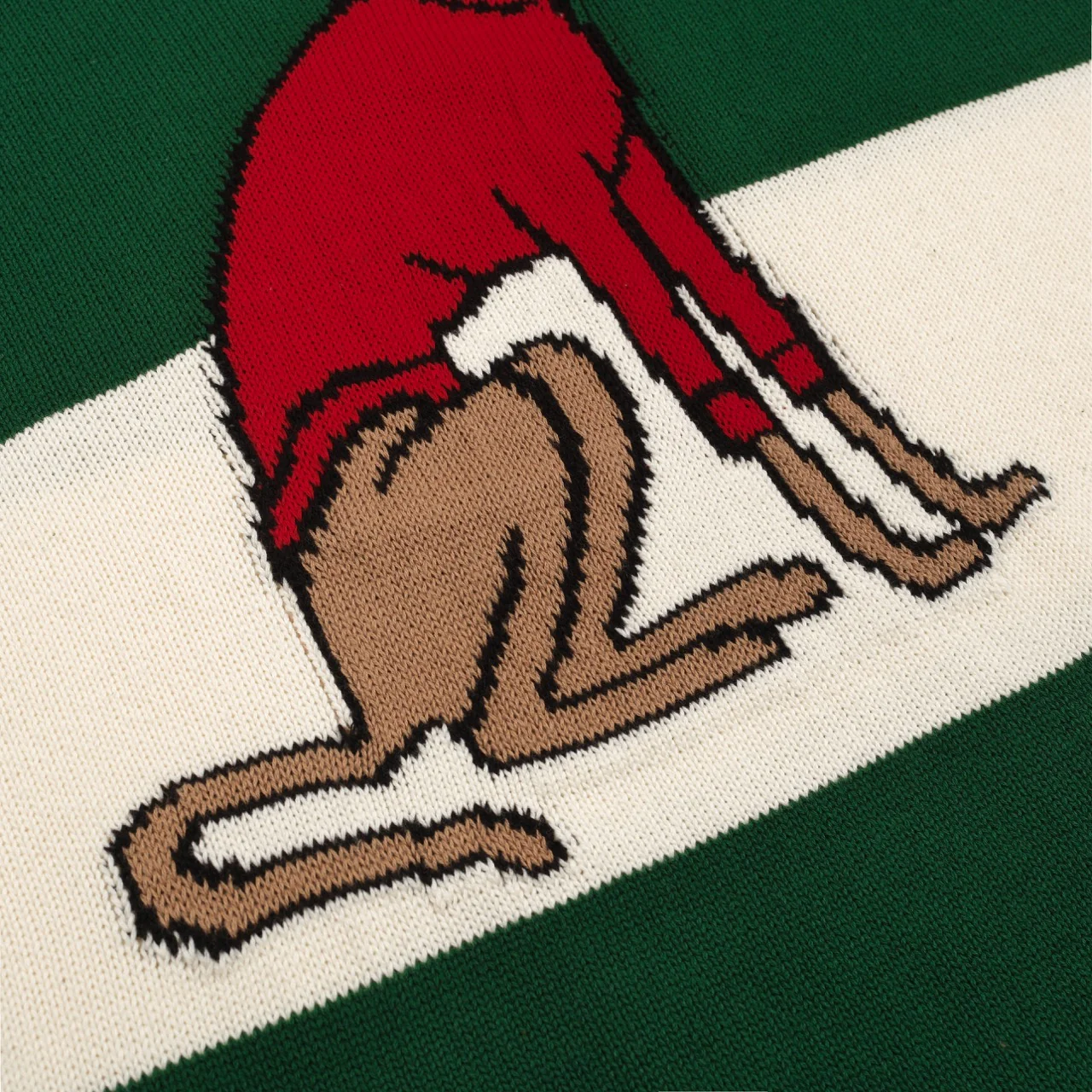 Men's green dog jacquard vintage knitwear - Image 6