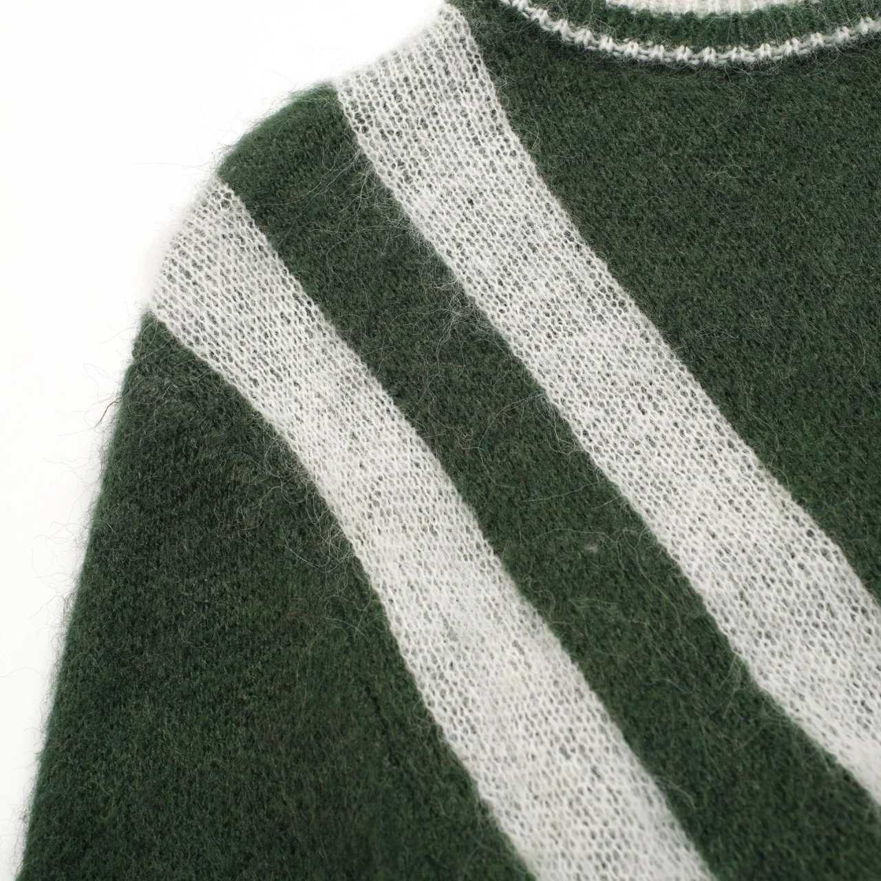 Men's green striped plush knitted sweater - Image 5