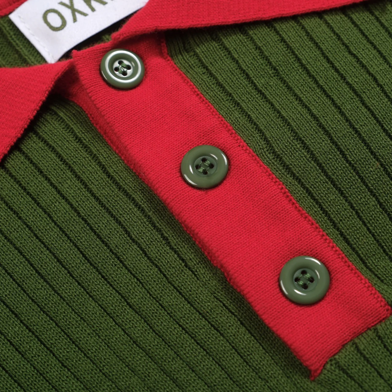 Men's green vertical pit bar vintage knitted polo shirt - Image 5