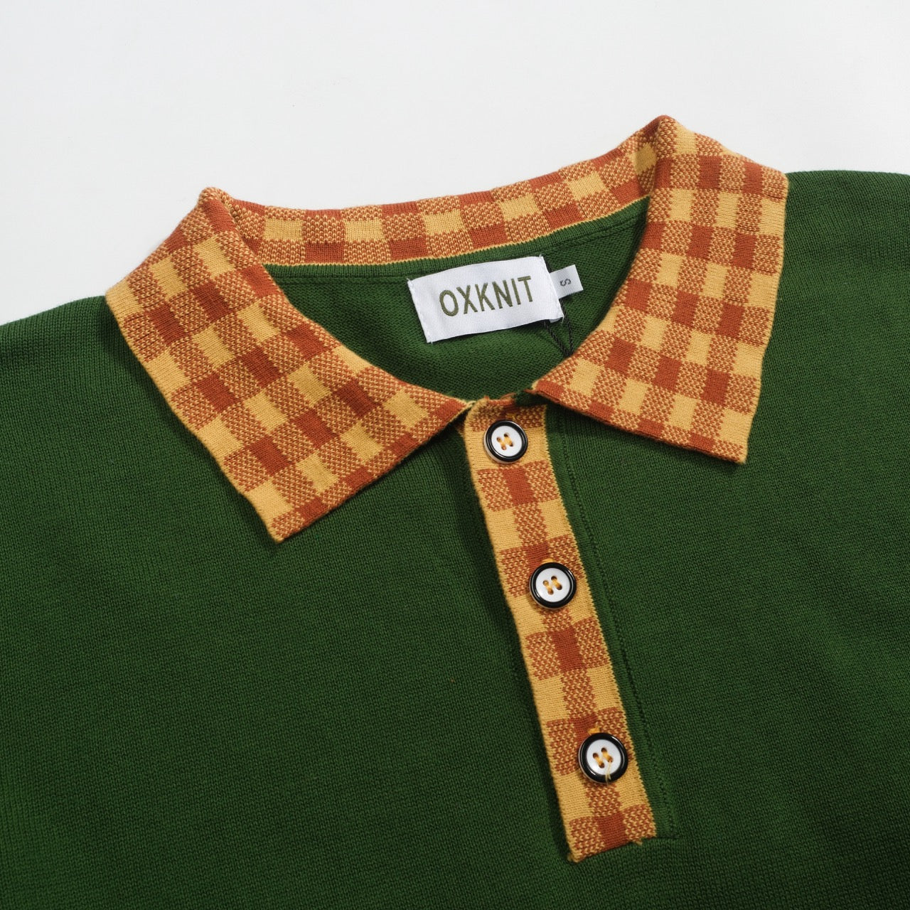 Men's green vintage art jacquard knitted polo shirt - Image 4