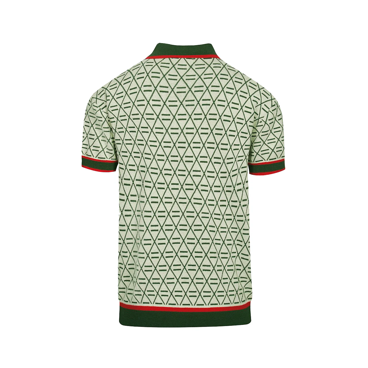 Men's green vintage graphic embroidered V-neck polo shirt - Image 2