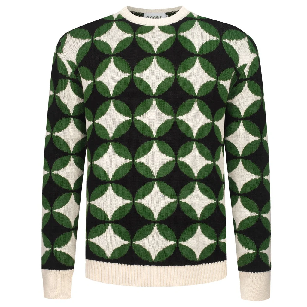 Men's green vintage period pattern jacquard knitwear