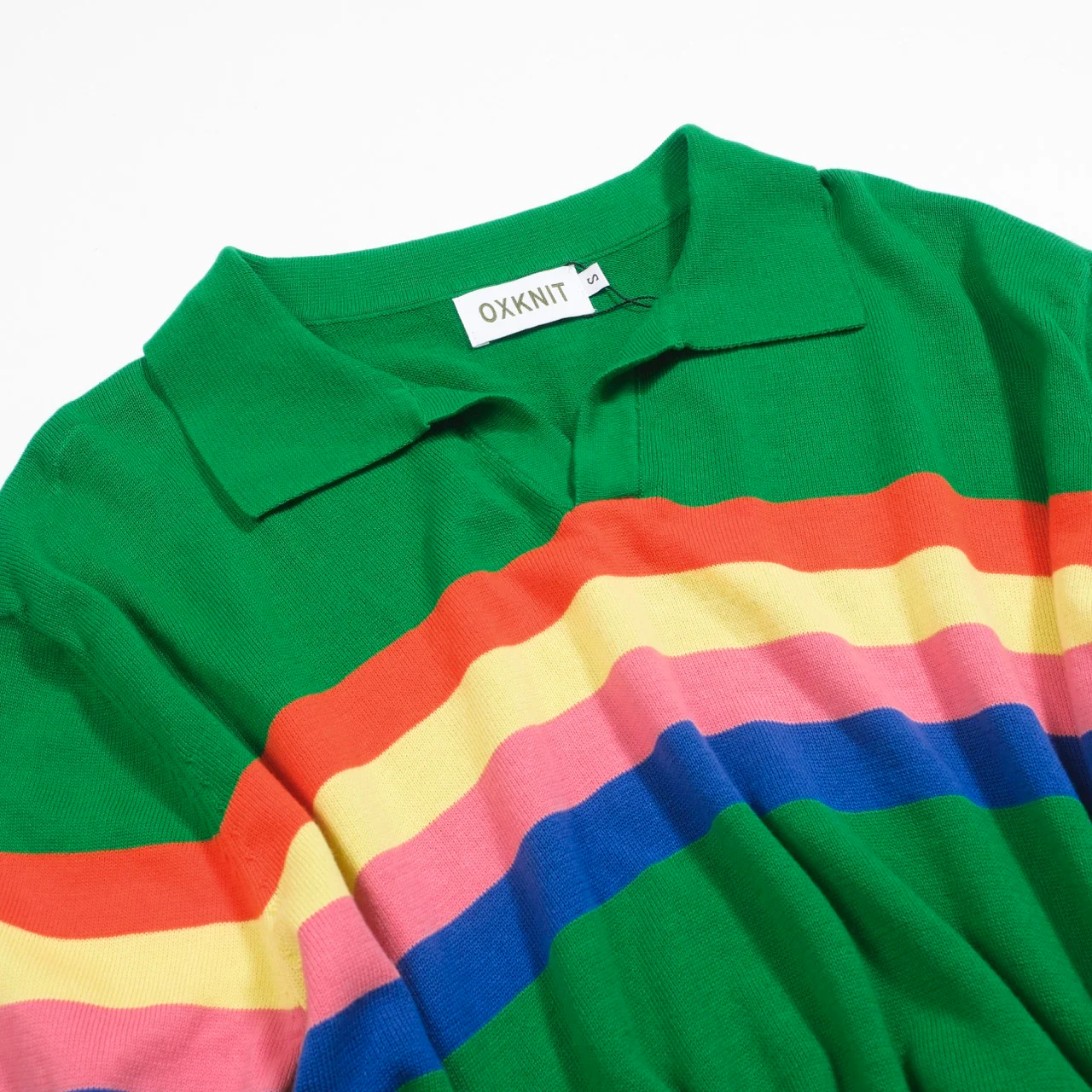 Men's green vintage striped V-neck polo shirt - Image 6