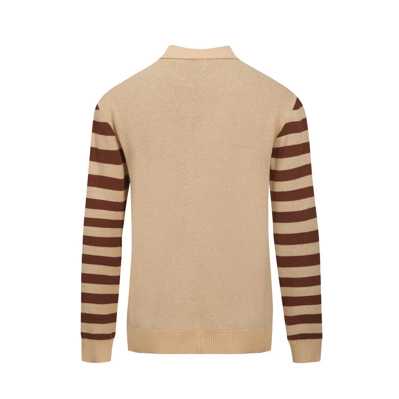 Men's khaki-colored animal print retro jacquard knitted cardigan - Image 3