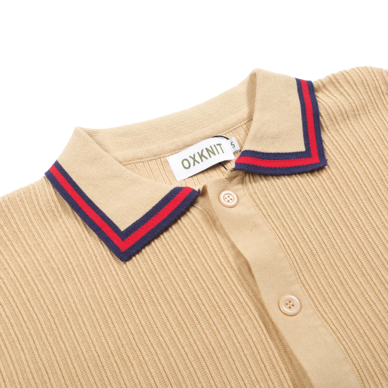 Men's khaki vertical striped knitted cardigan - Image 4