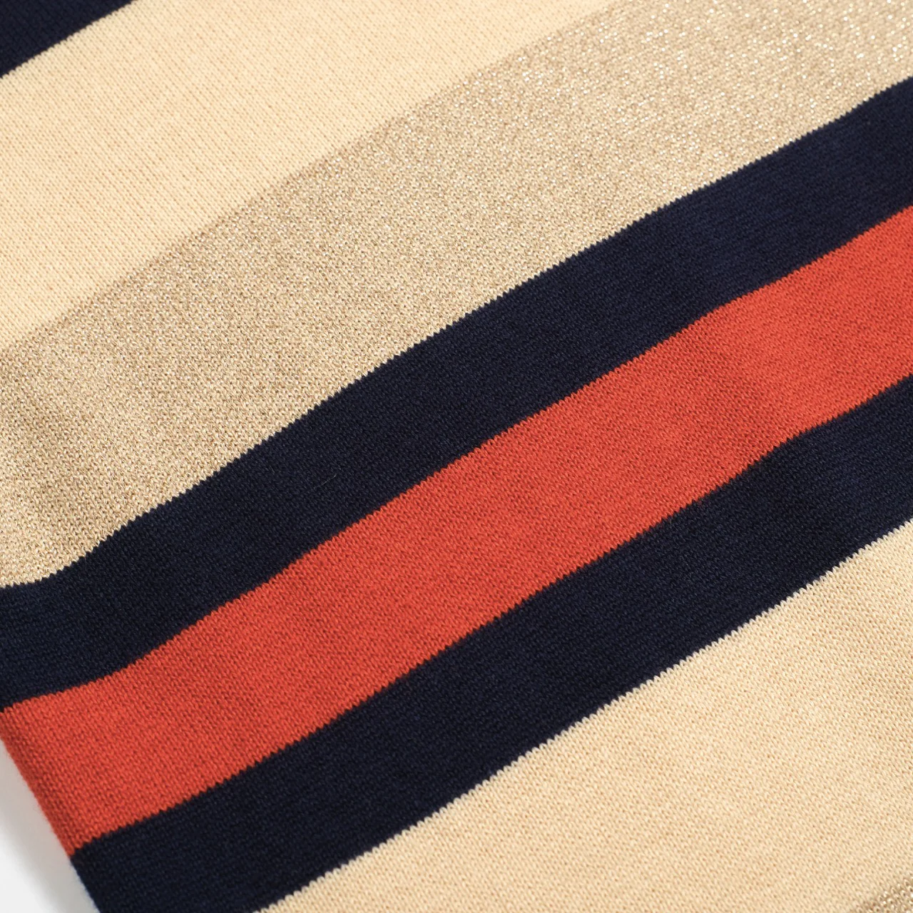 Men's khaki vintage striped V-neck knitted polo shirt - Image 6