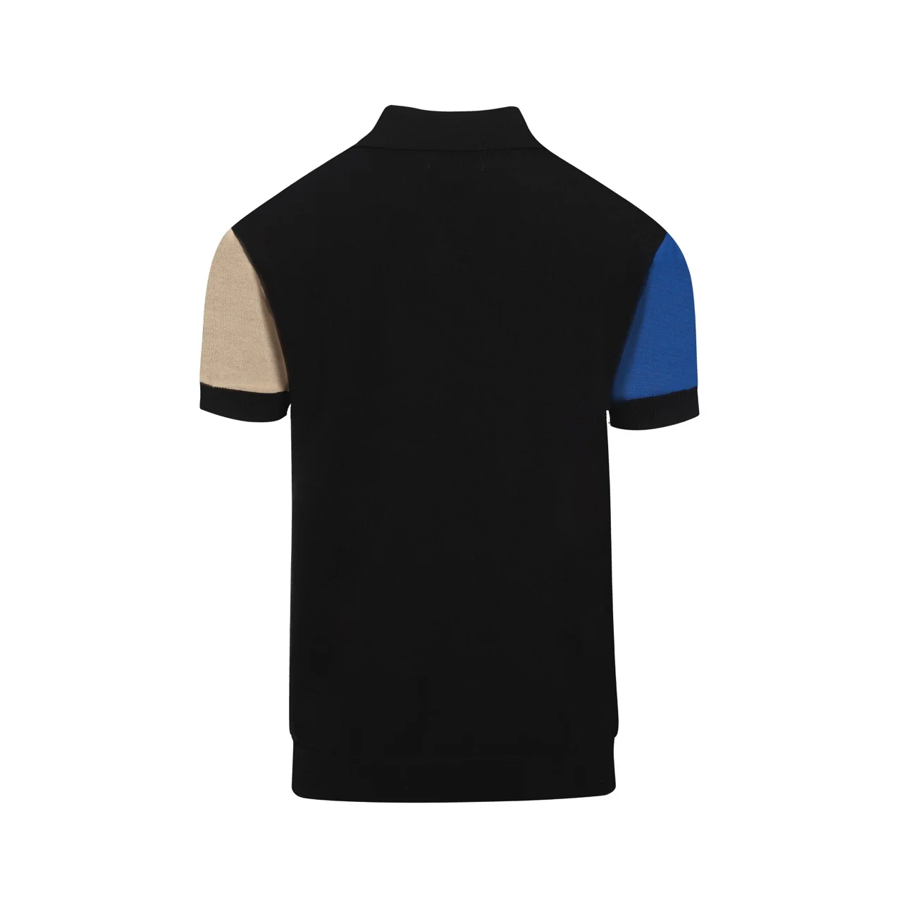 Men's multi-color art jacquard knitted V-neck polo shirt - Image 3