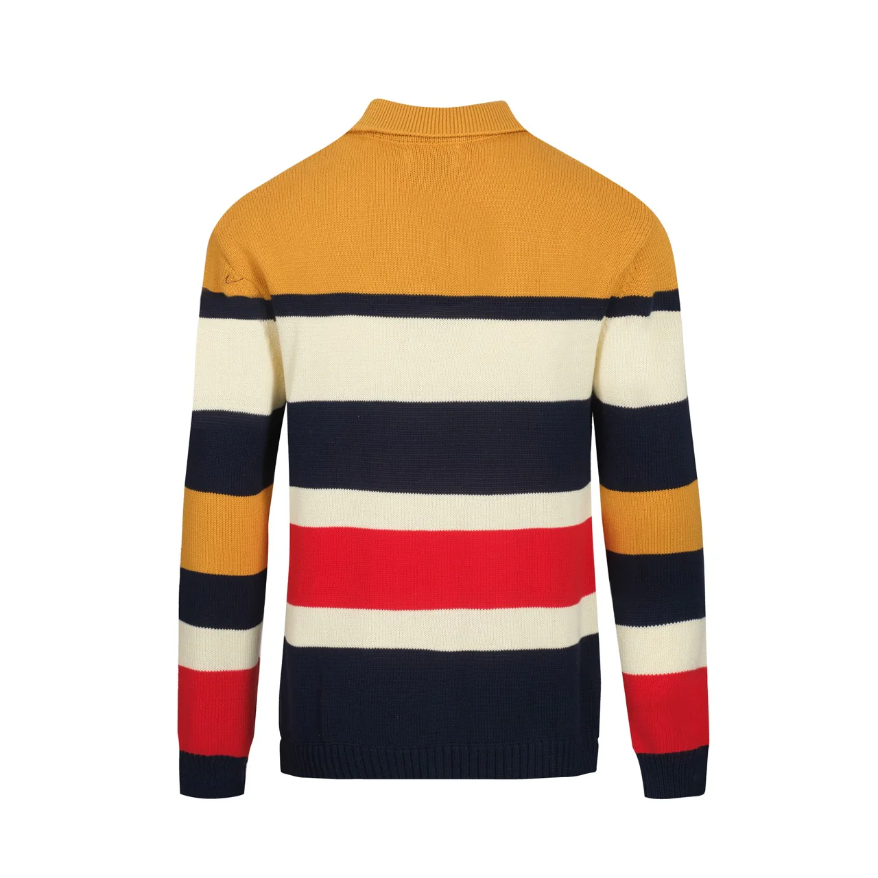 Men's multi-color striped retro-style knitted polo shirt - Image 3