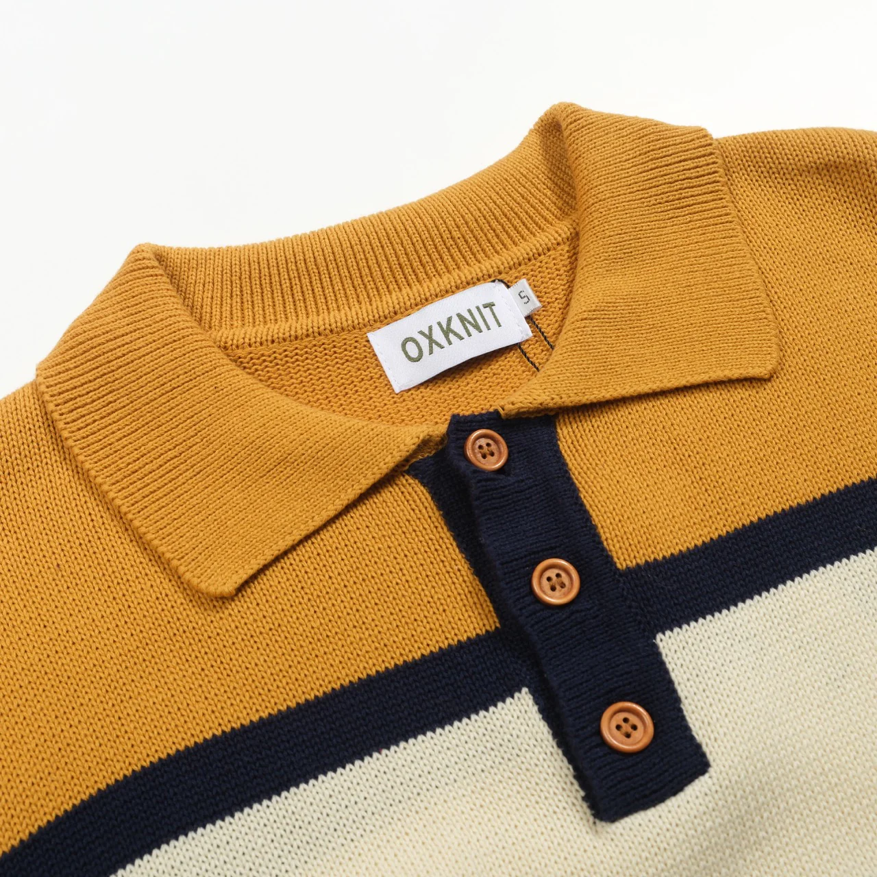 Men's multi-color striped retro-style knitted polo shirt - Image 4