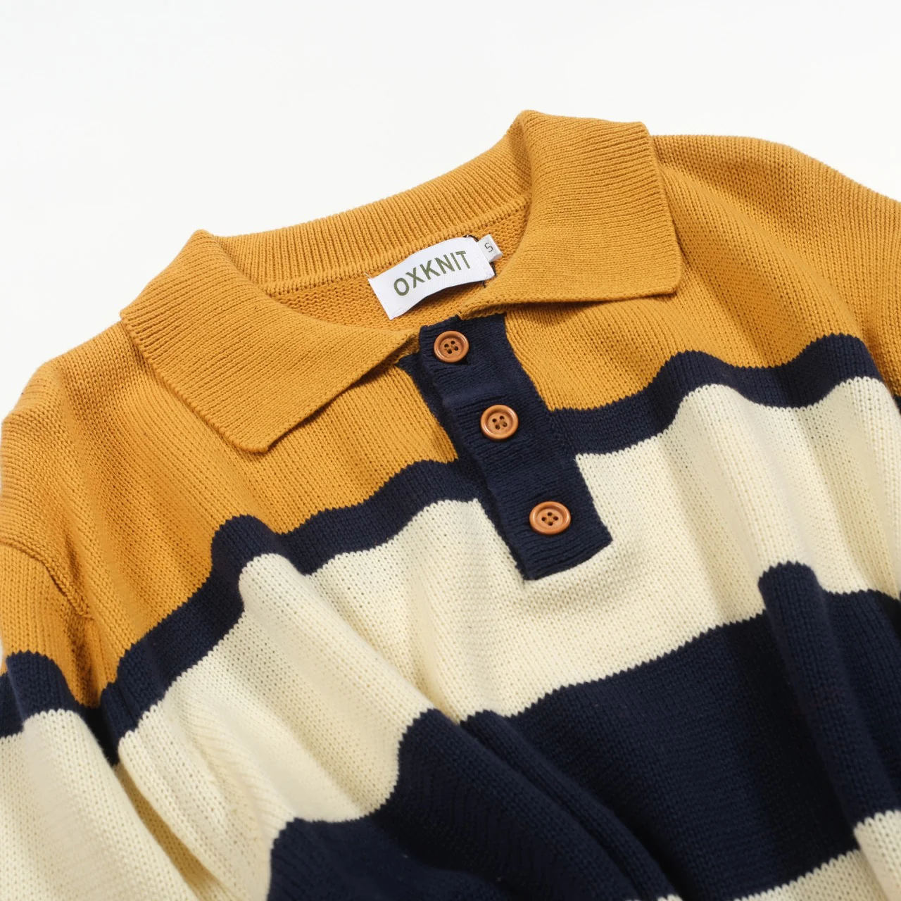 Men's multi-color striped retro-style knitted polo shirt - Image 8