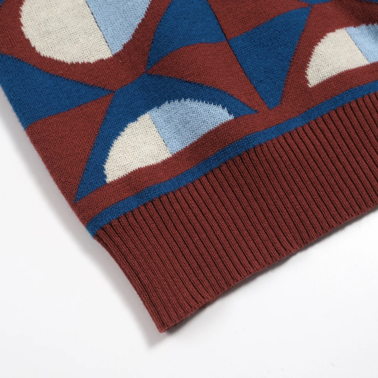 Men's multicolor retro artistic fashion high-neck knitwear - Image 7