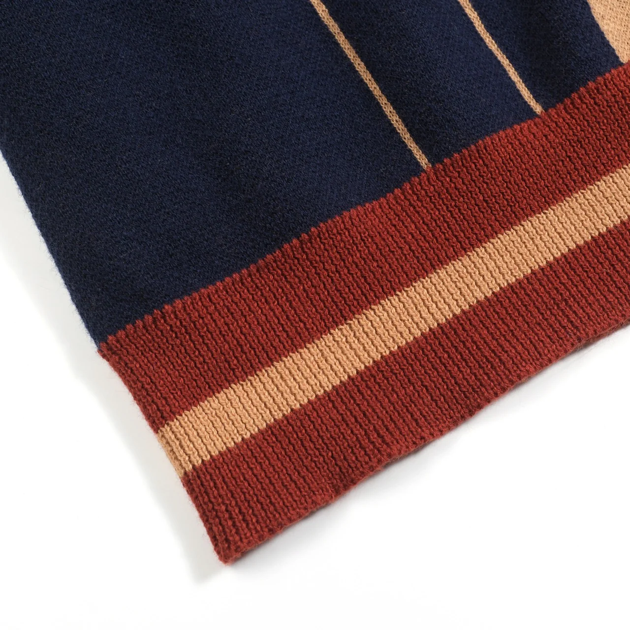 Men's navy blue vintage striped diamond check cardigan - Image 7