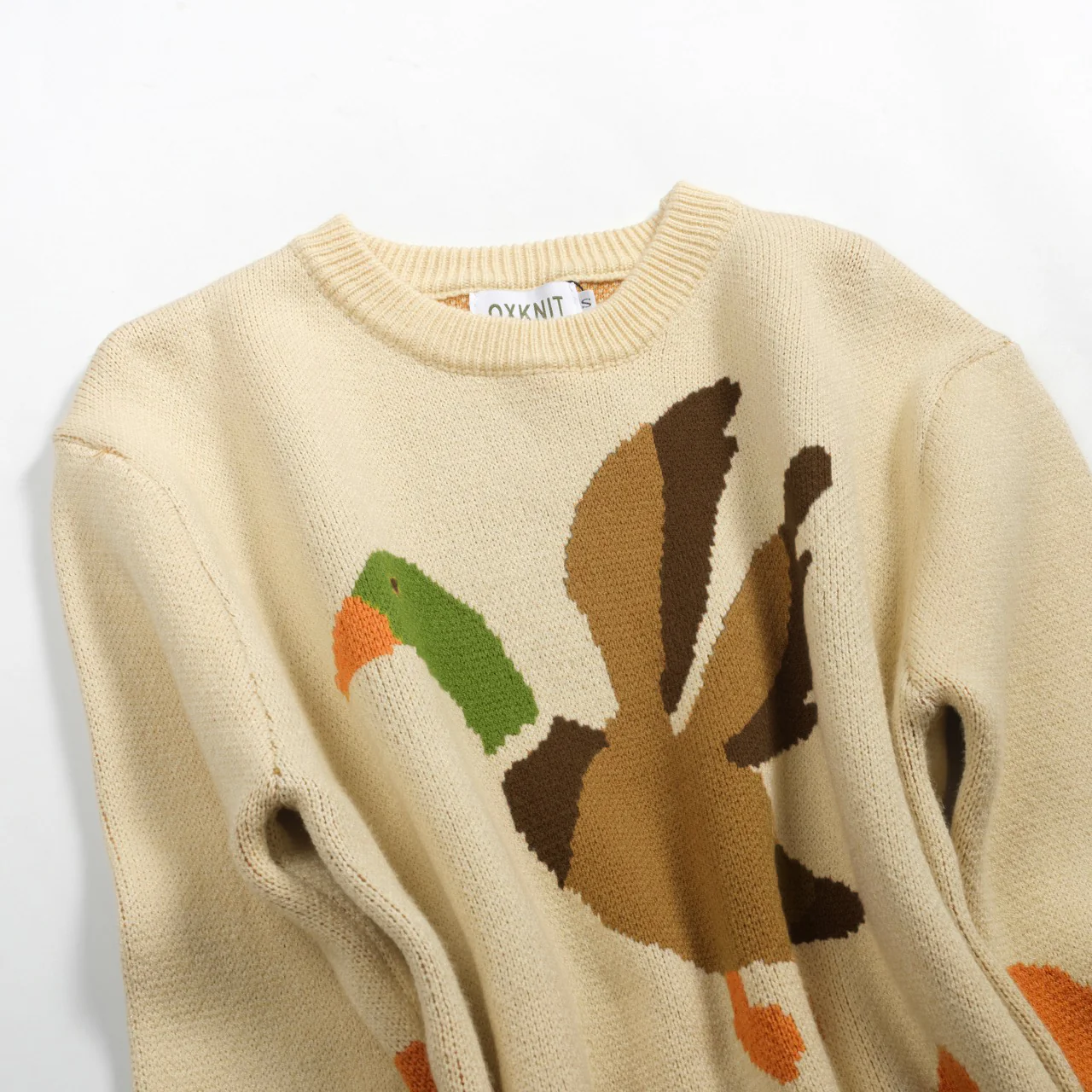 Men's orange duck jacquard vintage sweater - Image 7