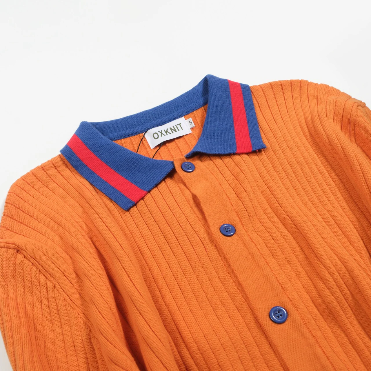 Men's orange pit texture retro knitted cardigan - Image 8