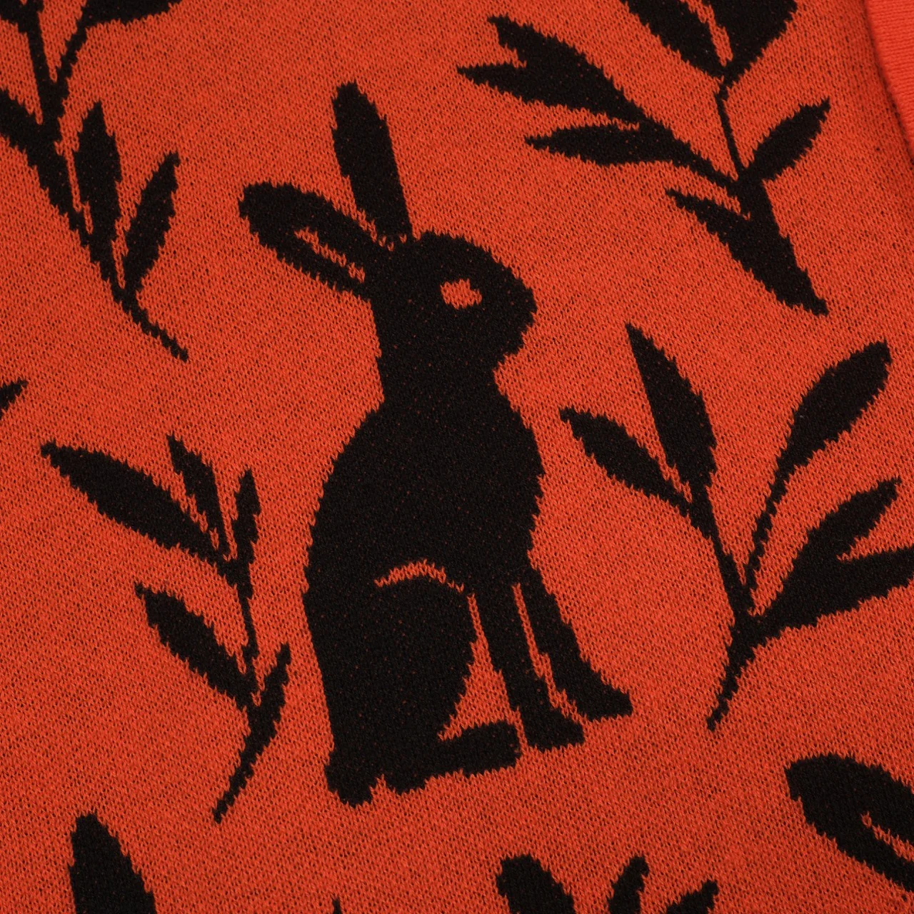 Men's orange rabbit plant jacquard cardigan - Image 2