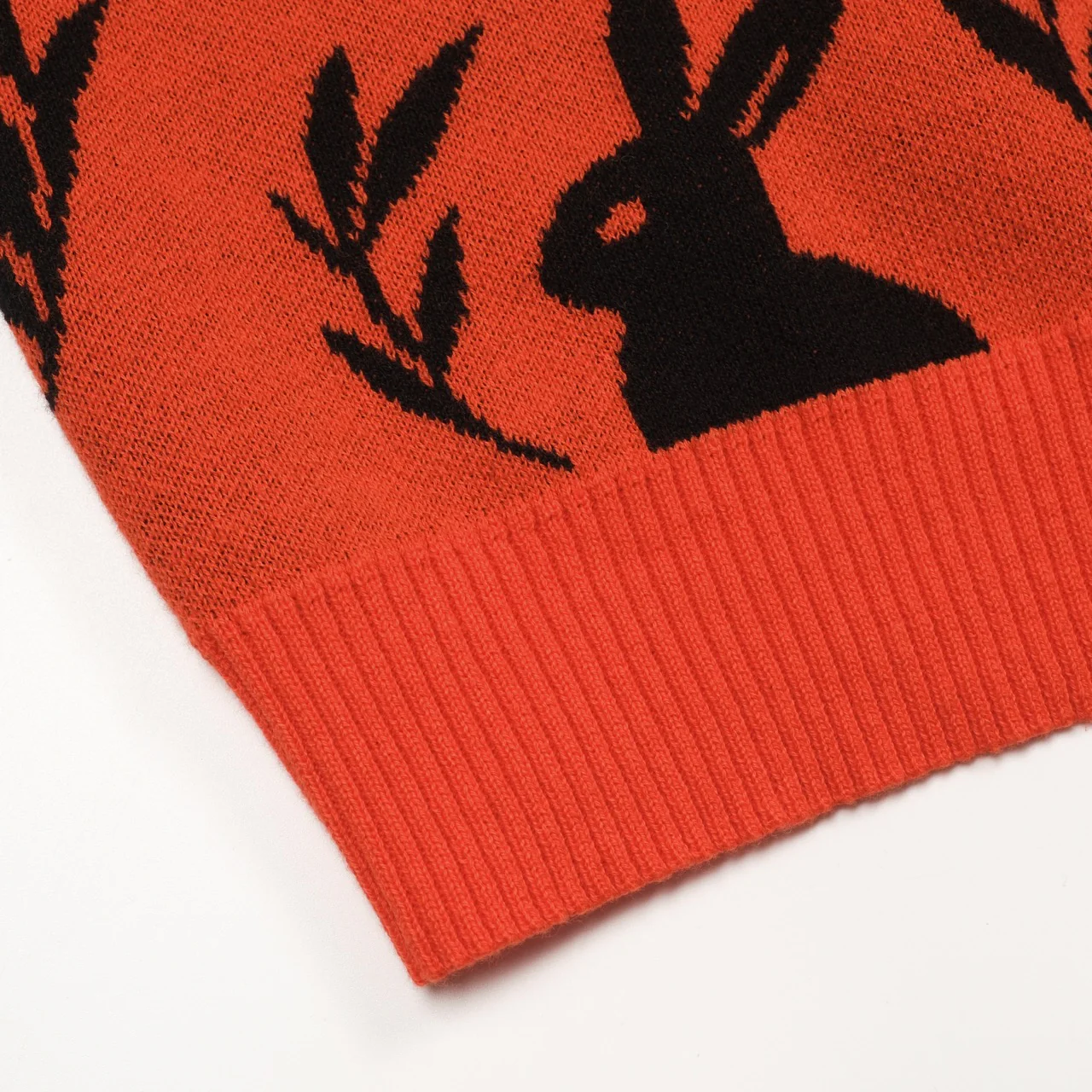 Men's orange rabbit plant jacquard cardigan - Image 6