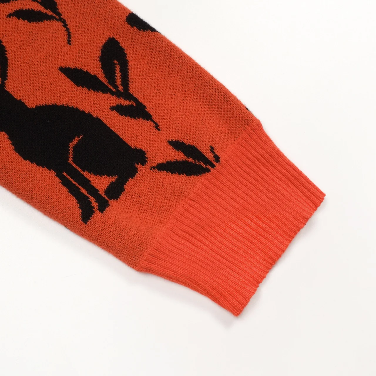 Men's orange rabbit plant jacquard cardigan - Image 7