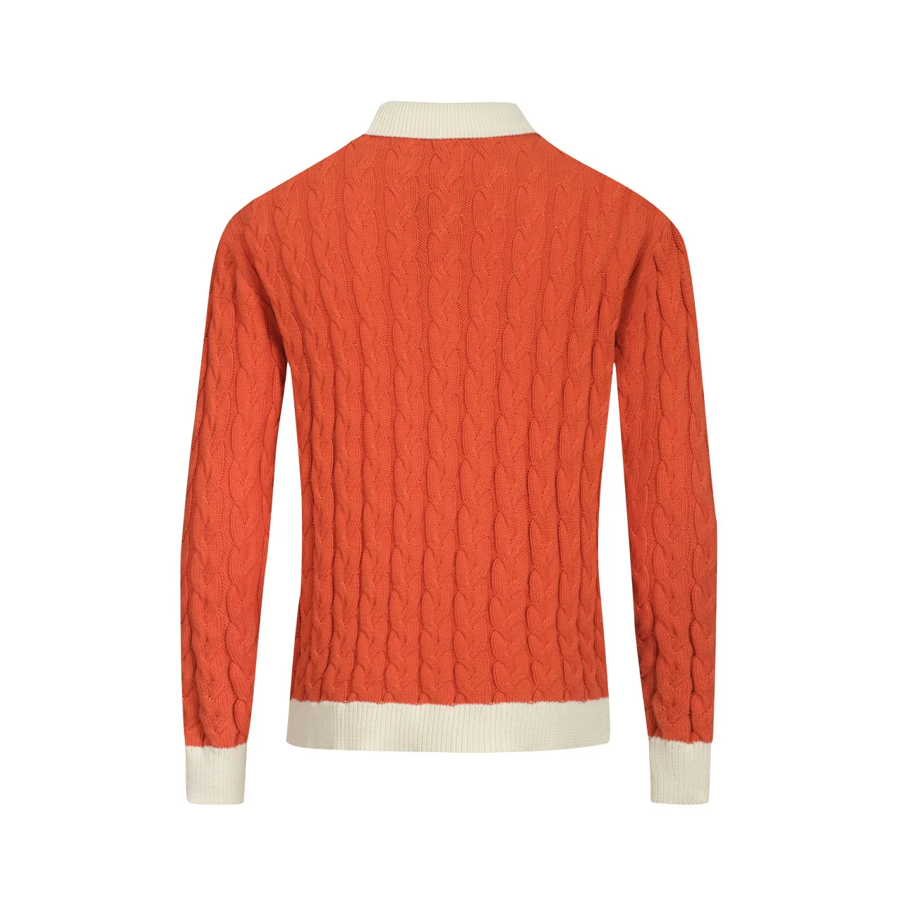 Men's orange twist vintage knitted polo shirt - Image 3