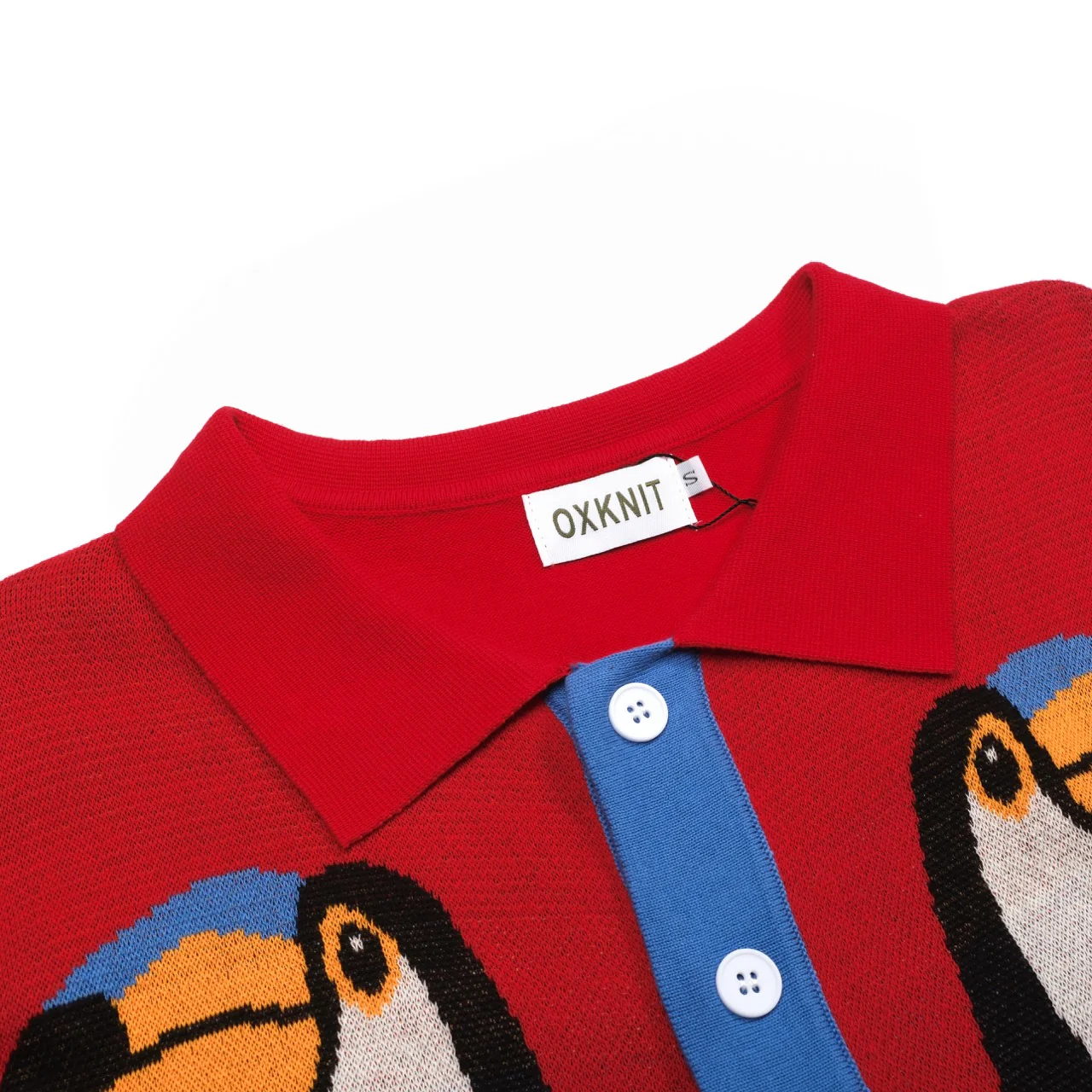 Men's red art Bird vintage jacquard cardigan - Image 4