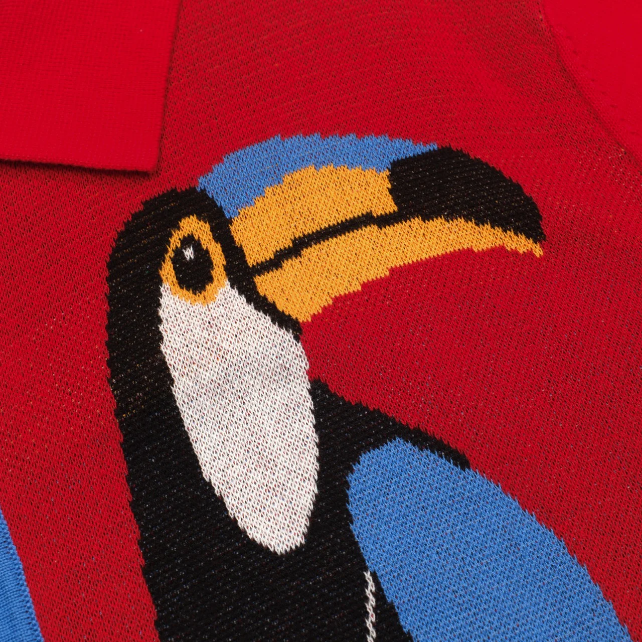 Men's red art Bird vintage jacquard cardigan - Image 5