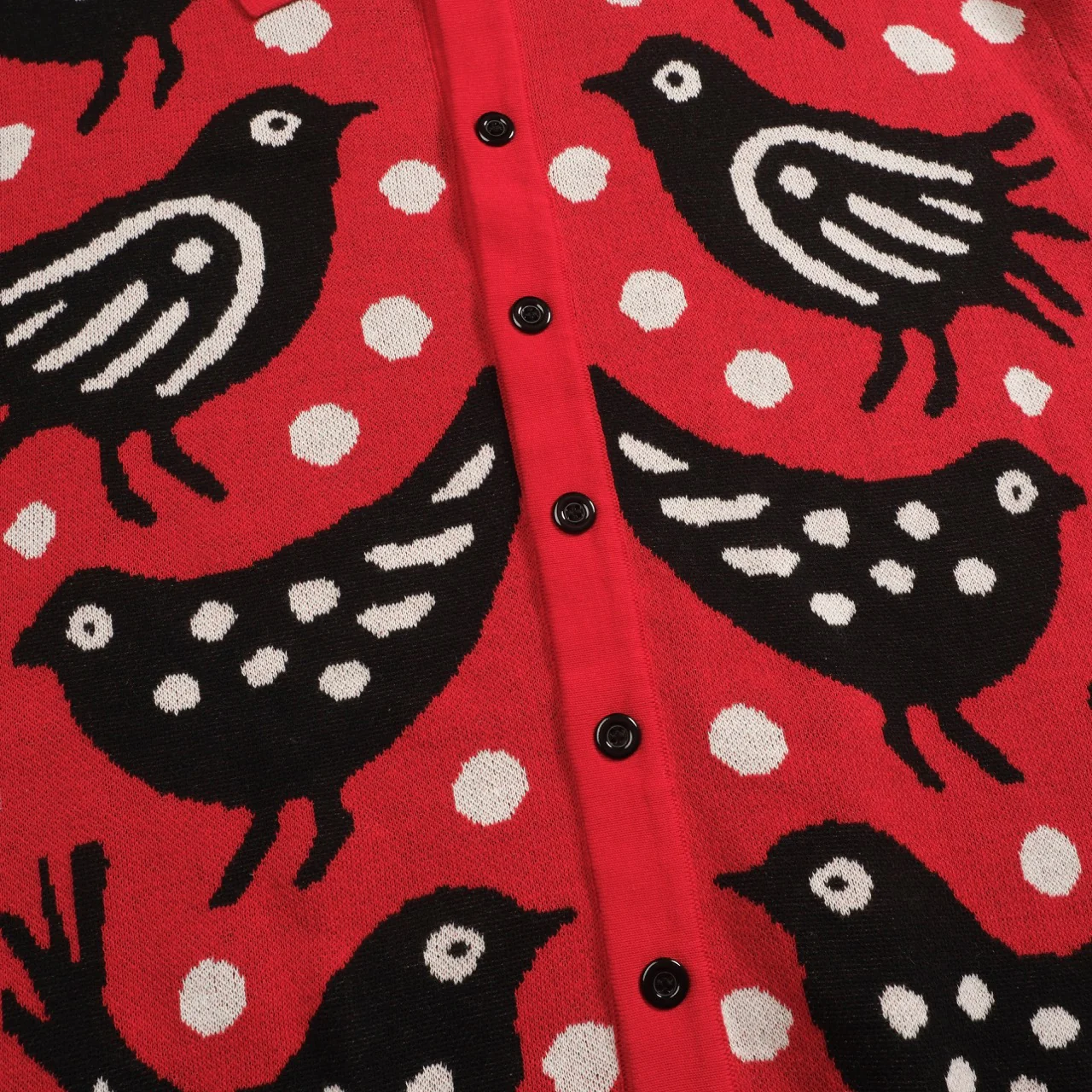 Men's red Bird vintage jacquard cardigan - Image 5