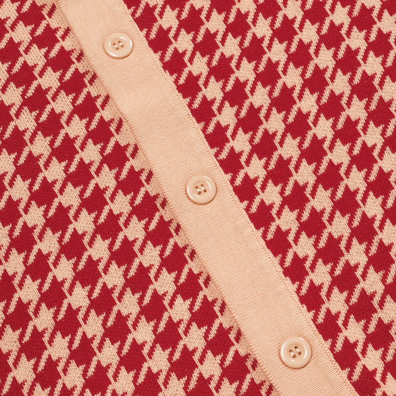 Men's Red Classic Vintage Fashion Jacquard Knitted Cardigan - Image 5