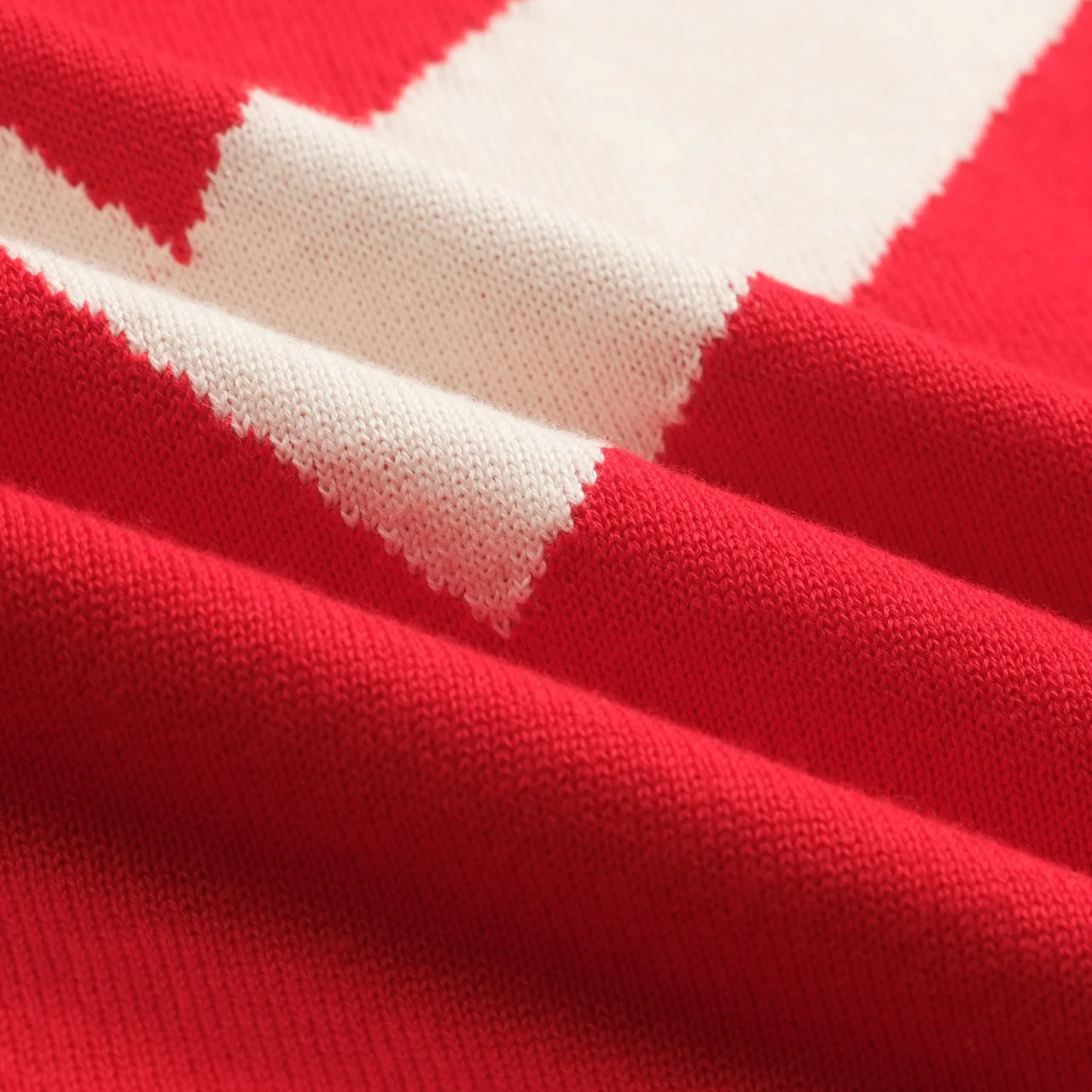 Men's red diamond checked V-neck knitwear - Image 7
