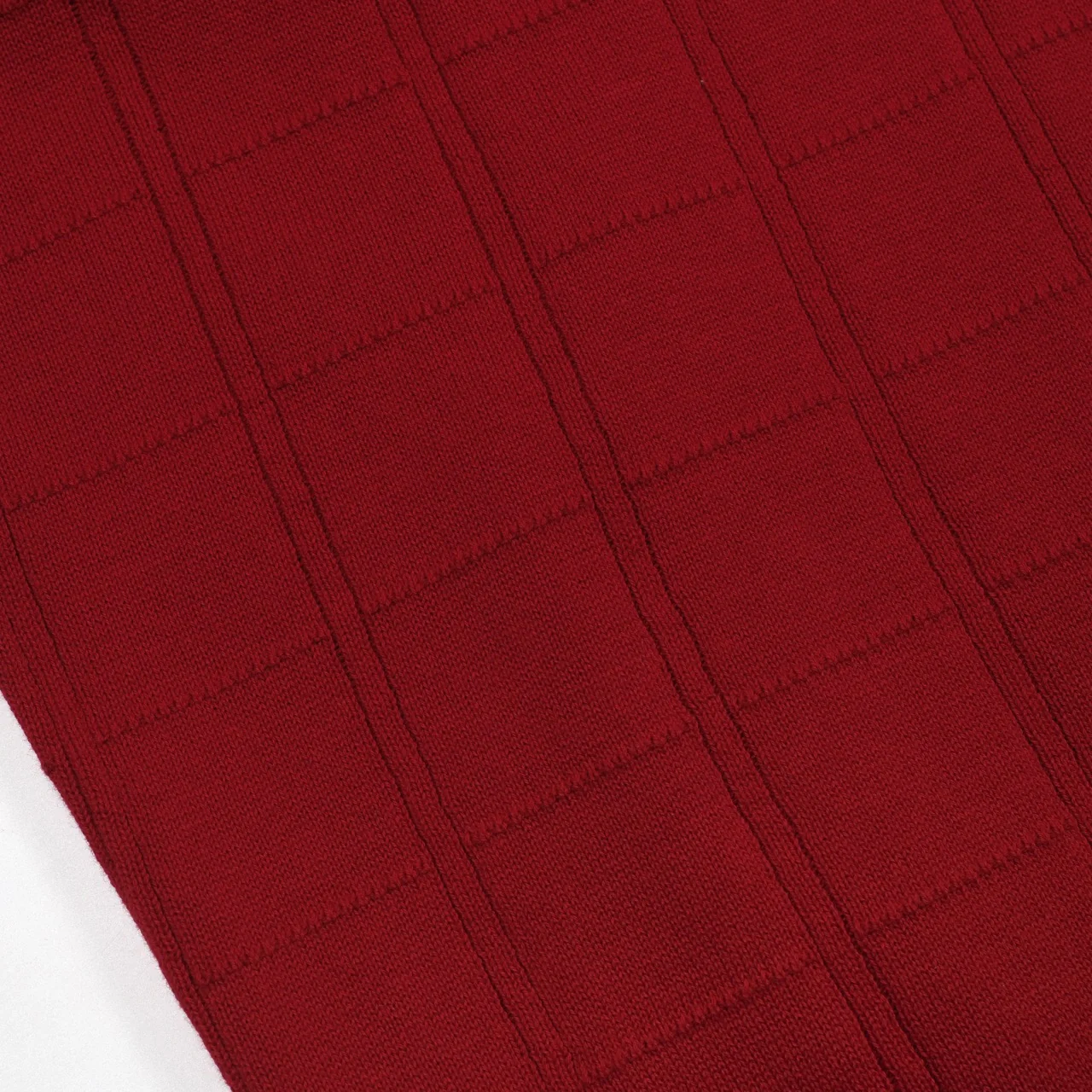 Men's Red Striped Classic Jacquard Knit Polo Shirt - Image 5
