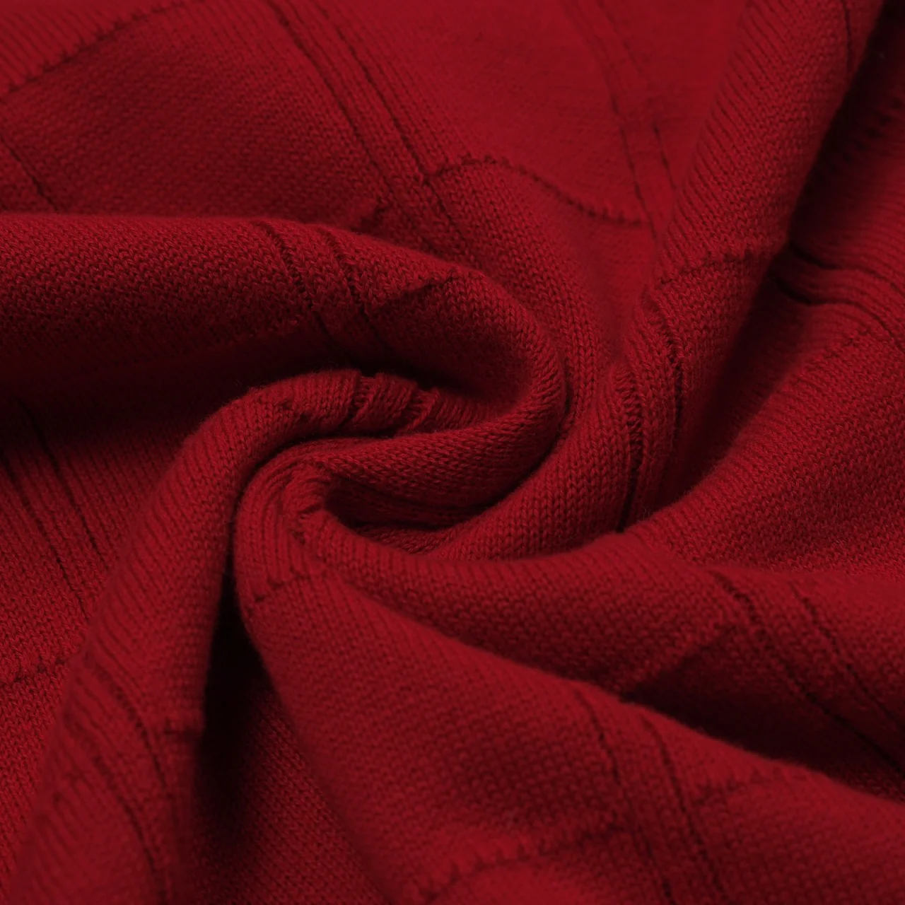 Men's Red Striped Classic Jacquard Knit Polo Shirt - Image 8