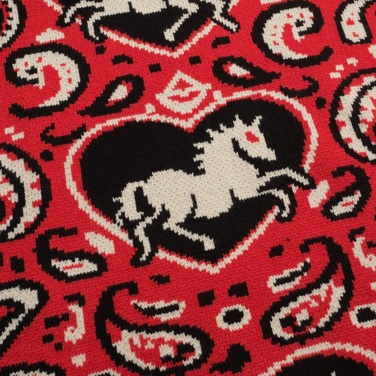 Men's red vintage animal Paisley sweater - Image 2