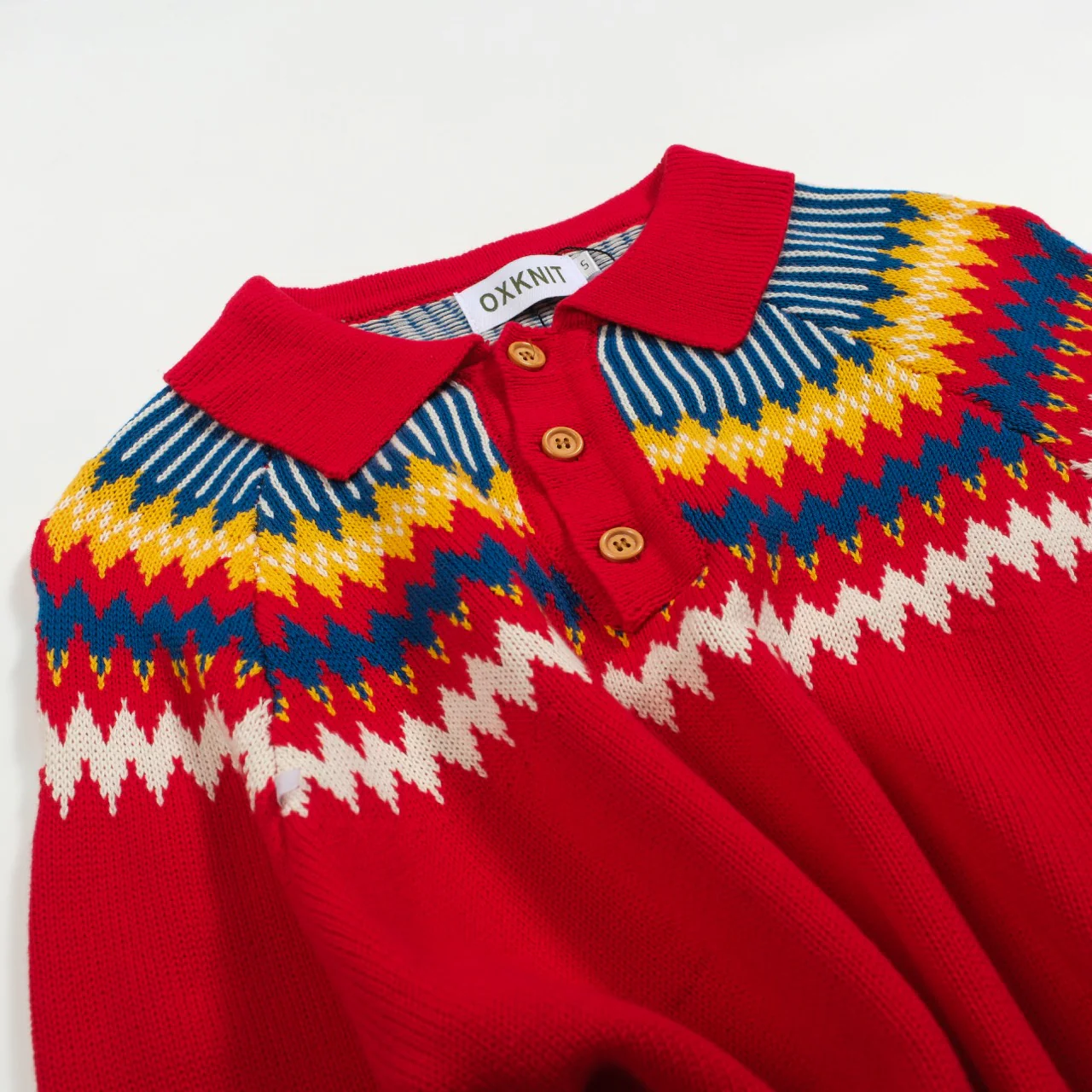 Men's red vintage knitted polo shirt - Image 8