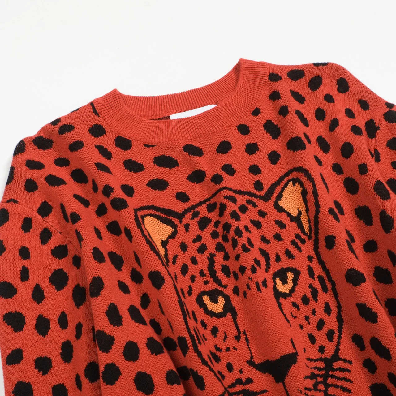 Men's red vintage leopard print jacquard knitwear - Image 10
