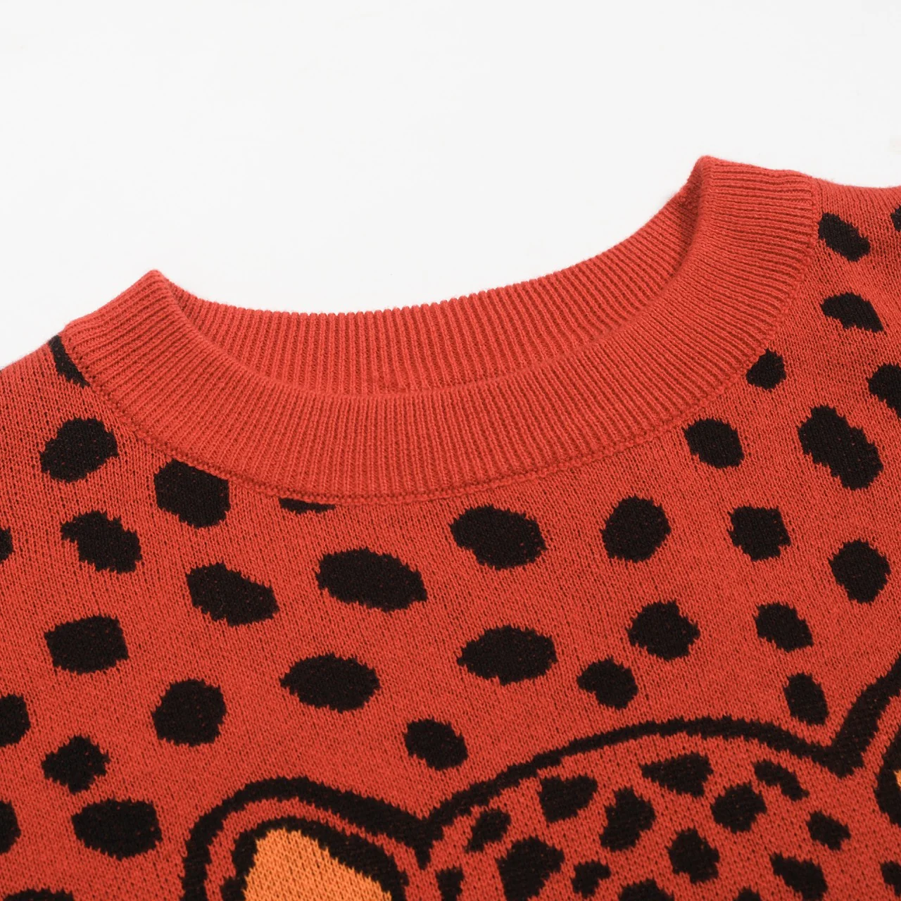 Men's red vintage leopard print jacquard knitwear - Image 4