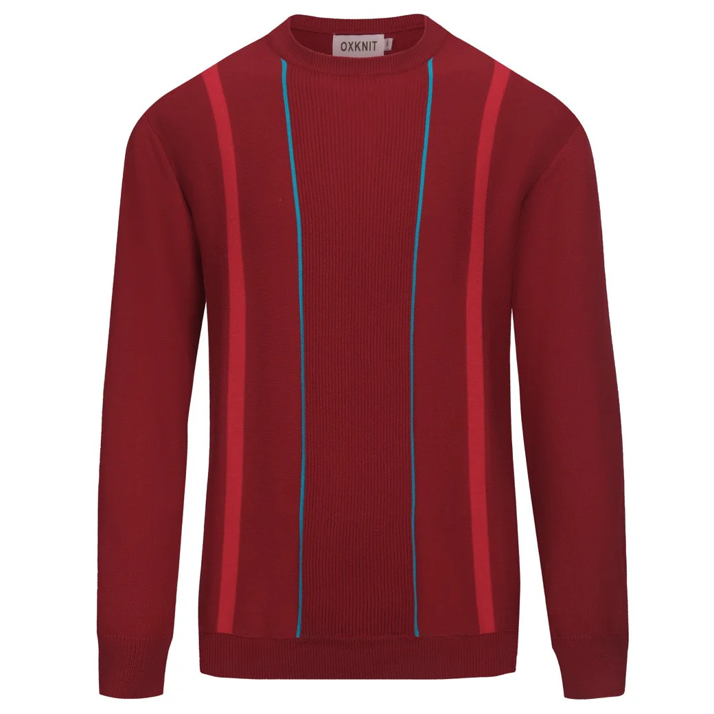 Men's red vintage striped artistic fashion street jacquard knitwear