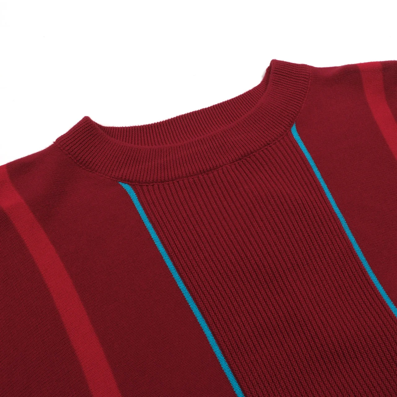 Men's red vintage striped artistic fashion street jacquard knitwear - Image 4