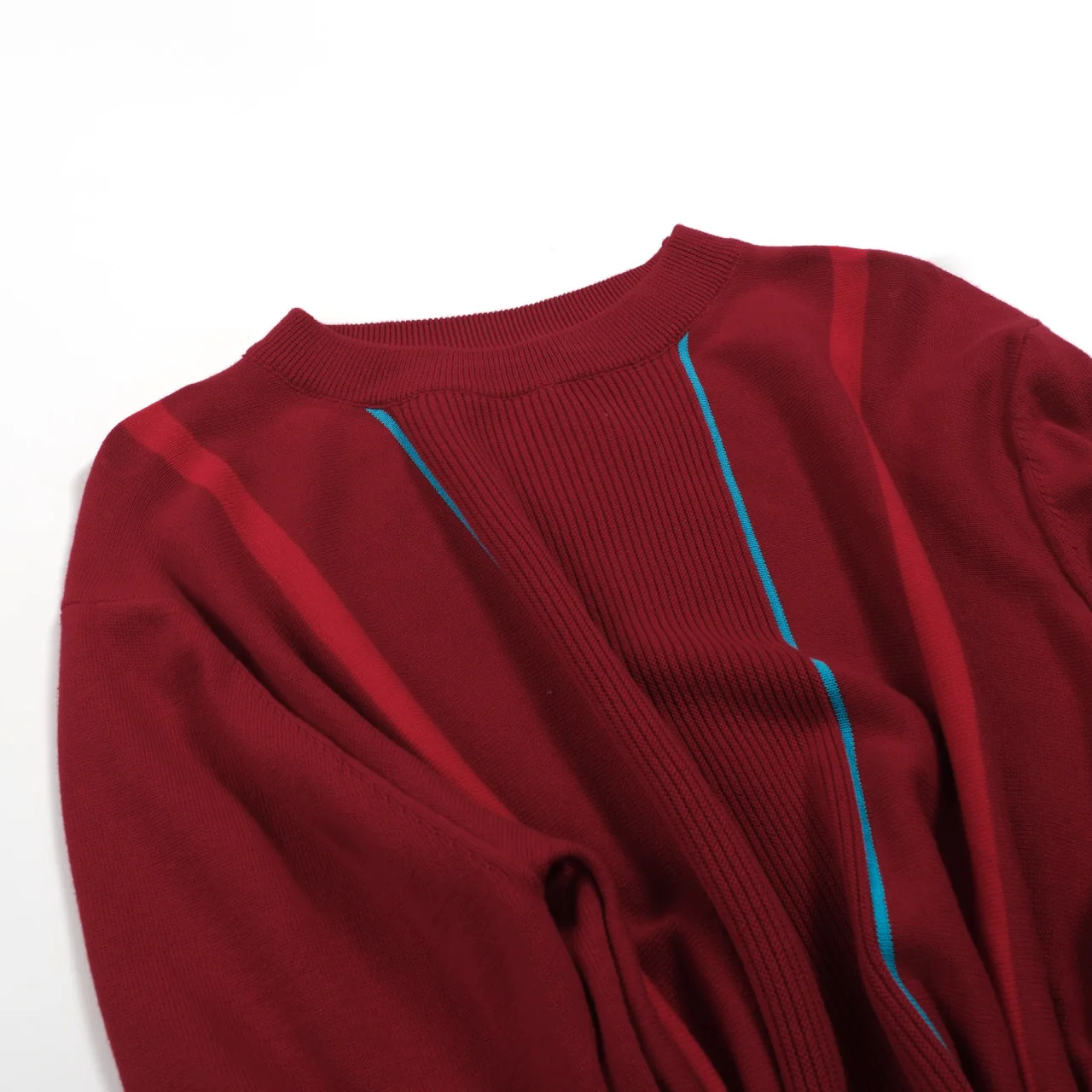 Men's red vintage striped artistic fashion street jacquard knitwear - Image 9