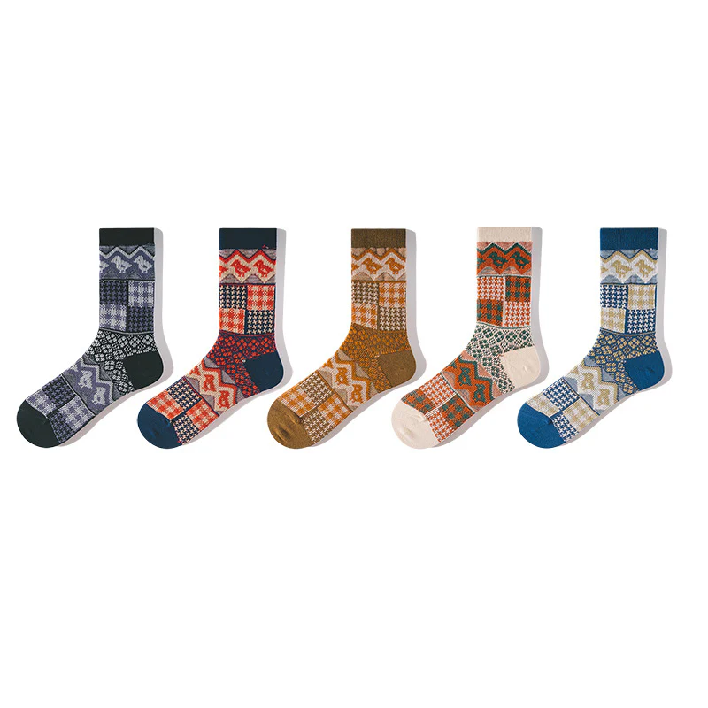 Men's Retro Ethnic Style Bold Stripe Socks - Image 2