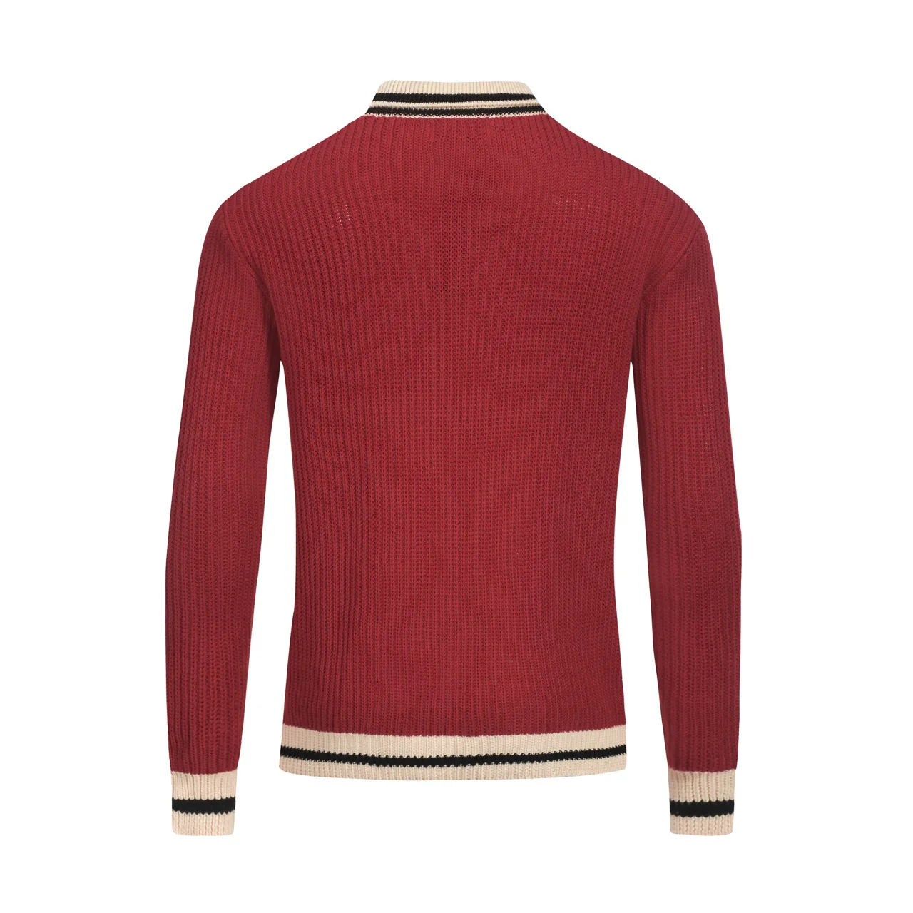 Men's retro red casual V-neck vintage knitwear - Image 3