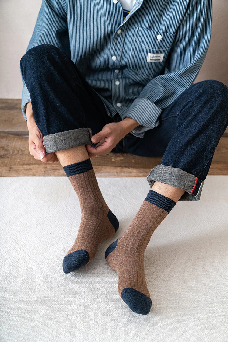 Men's Socks Autumn and Winter Cotton Color Matching Basic All-Matching Tube Socks - Image 20