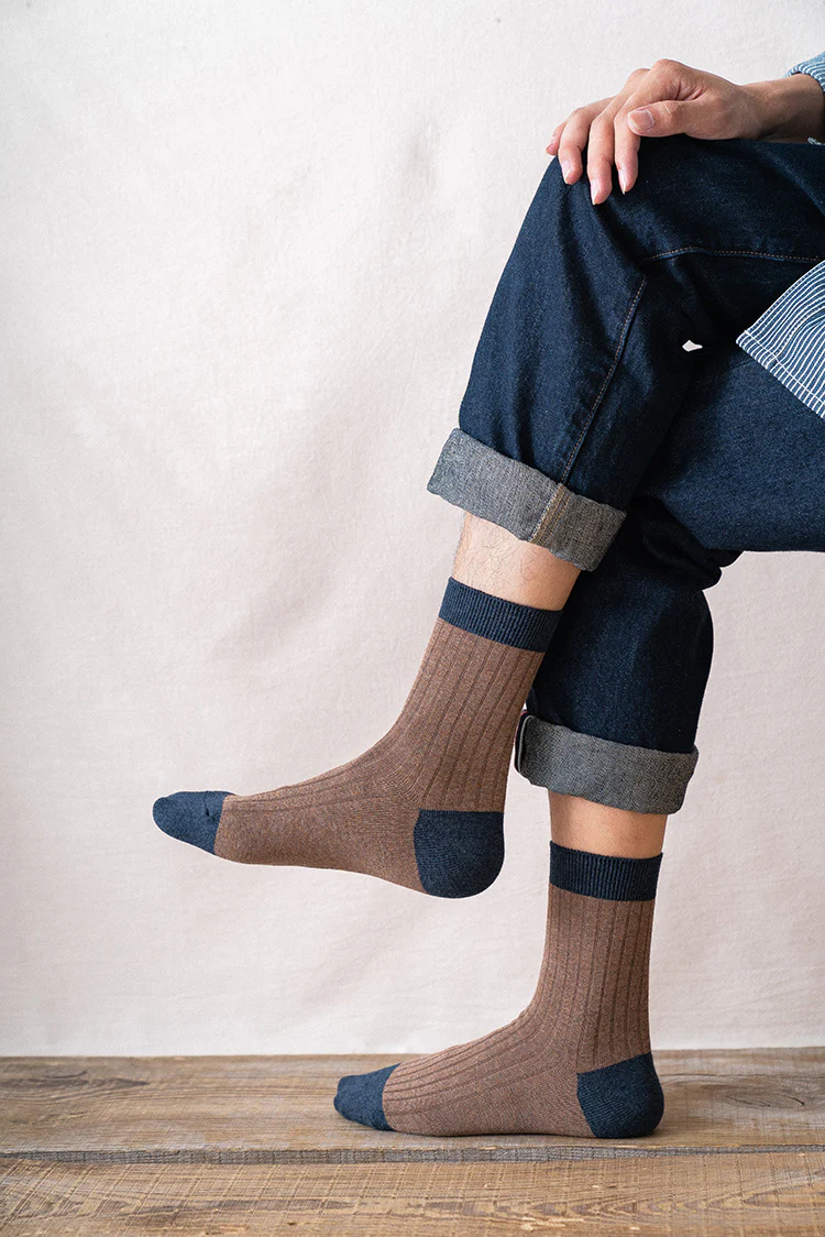 Men's Socks Autumn and Winter Cotton Color Matching Basic All-Matching Tube Socks - Image 21